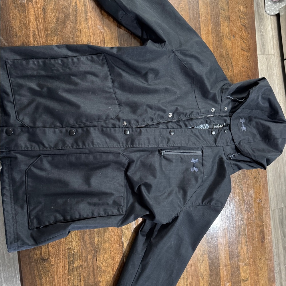 Under Armour Porter 3-in-1 Black Raincoat with Hood and Weather-Resistant Fabric
